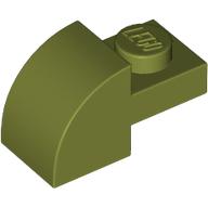 Lego Brick Curved 1 x 2 x 1 with Curved Top / Olive Green