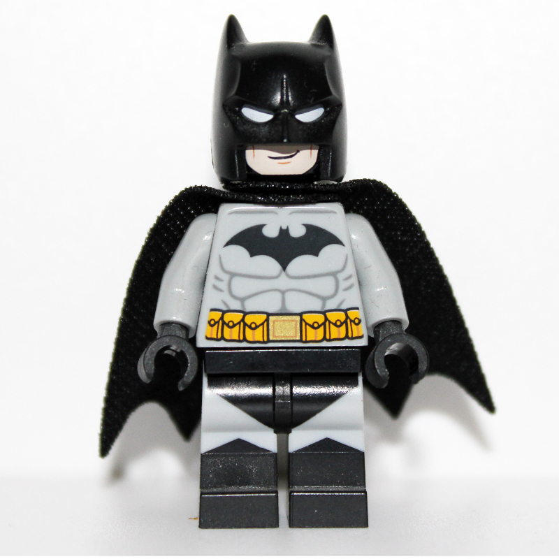 Lego Batman, Light Bluish Gray Suit, Black Cape and Cowl, Black Head