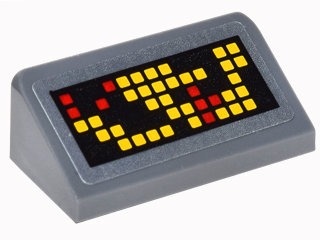 Lego Slope 30 1 x 2 x 2/3 with Computer Readout with Yellow and Red Squares Pattern Model Right Side (Sticker) - Set 76052