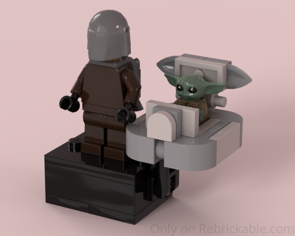 Lego Grogu hover pram with minifigure stand