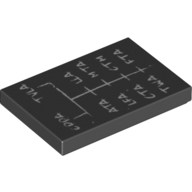 Lego Tile 2 x 3 with White 'CDDA TLVA ATA LLA LFA MTA CTA CTM TWA FTA' Print