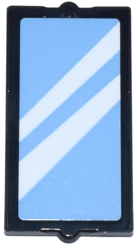 Lego Glass for Window 1 x 2 x 3 with Bright Light Blue Mirror with White Reflections Pattern (Sticker) - Set 42648 / Black