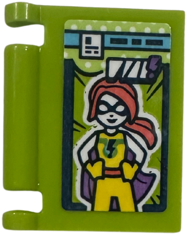 Lego Minifigure, Utensil Book Cover with Comic with Yellow Superhero with Coral Hair Pattern (Sticker) - Set 42674