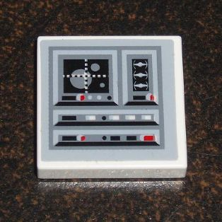 Lego Tile 2 x 2 with SW Star Destroyer Control Panel Pattern Starboard Side (Sticker) - Set 6211