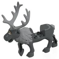 Lego Animal, Reindeer, with Light Bluish Grey Antlers, Fur Pattern (Sven) / Dark Bluish Gray