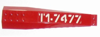 Lego Wedge 16 x 4 Triple Curved with Reinforcements with White 'T1-7477' Left Side Pattern (Sticker) - Sets 7298 / 7477
