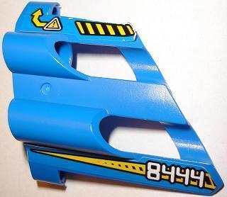 Lego Technic, Panel Fairing # 2 Large Short, Large Holes, Side B with White '8444' and Yellow Arrow Pattern (Stickers) - Set 8444
