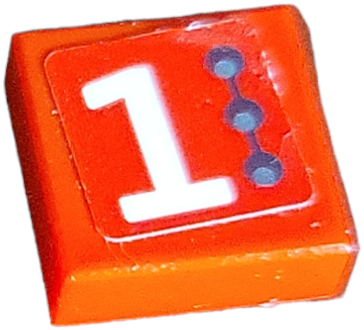 Lego Tile 1 x 1 with White Number 1 and 3 Small Circles Pattern Model Left Side (Sticker) - Set 75872