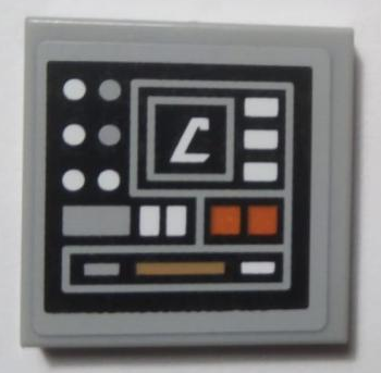 Lego Tile 2 x 2 with SW Control Panel with Dark Orange, Dark Tan, Light Bluish Gray and White Dots and Rectangles Pattern Model Right Side (Sticker) - Set 75059