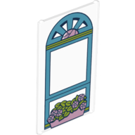 Lego Glass for Window 1 x 4 x 6 with Medium Blue Window, Lavender Plant Basket Print