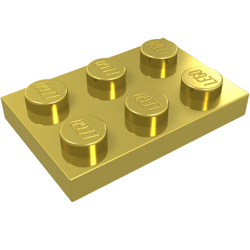 Lego Plate 2 x 3 / Chrome Gold