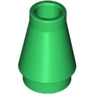 Lego Cone 1 x 1 [No Top Groove] / Green