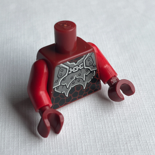Lego Torso Armor with Chain print, Red Arms, Dark Red Hands / Dark Red