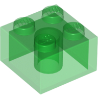 Lego Brick 2 x 2 without Inside Ridges / Trans-Green