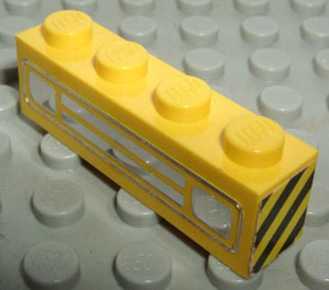 Lego Brick 1 x 4 with Car Grille Chrome Pattern (Debossed Print) with Black and Yellow Danger Stripes on Both Sides (Stickers) - Sets 558 / 622 / 670