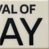 Lego Tile 2 x 2 with Black 'AL OF' and 'AY' Pattern