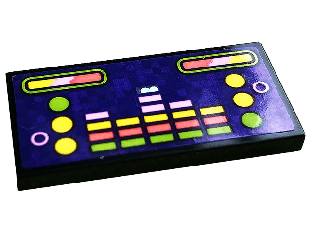 Lego Tile 2 x 4 with Bright Pink, Coral, Lime and Yellow Buttons and Sound Equalizer Bars Pattern (Sticker) - Set 41250