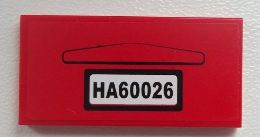 Lego Tile 2 x 4 with 'HA60026' Pattern (Sticker) - Set 60026 / Red