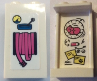 Lego Panel 1 x 2 x 3 with Side Supports - Hollow Studs with Pink Hose Reel Outside and Hamster Wheel Inside Pattern (Stickers) - Set 41333