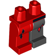 Lego Hips and Black Left Leg, Red Right Leg with Black and Red Diamonds, Black Bar Above Left Leg Print