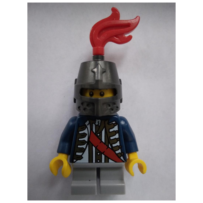Lego Boy, Coat with Red Sash, Helmet with Red Feather, Black Eyebrows