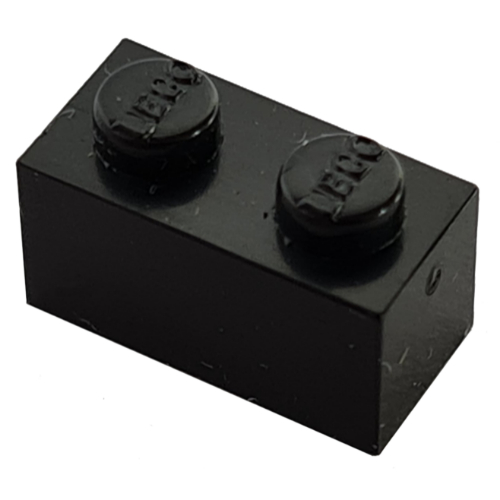 Lego Modulex Brick 1 x 2 with LEGO on Stud / Modulex Black