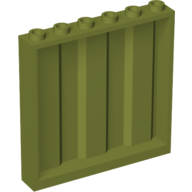 Lego Panel 1 x 6 x 5 [Vertical Corrugated] / Olive Green