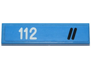 Lego Tile 1 x 4 with Two Black Diagonal Stripes and '112' Pattern Model Right Side (Sticker) - Set 40192