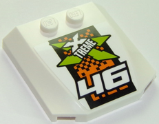 Lego Wedge 4 x 4 x 2/3 Triple Curved with '46' and Xtreme Logo Pattern (Sticker) - Set 60146 / White