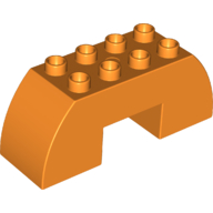 Lego Duplo Brick 2 x 6 x 2 Curved with 2 x 2 Cutout on Bottom / Orange