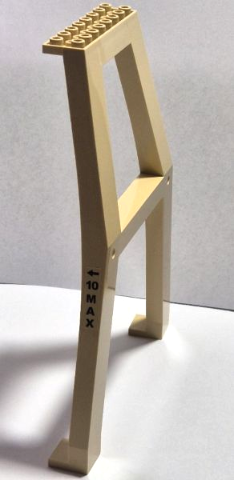 Lego Support Crane Stand Double - No Studs on Cross-Brace with Black Arrow and '10 MAX' Pattern on Left Side (Sticker) – Set 7637
