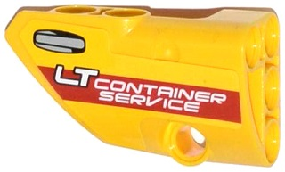 Lego Technic, Panel Fairing # 1 Small Smooth Short, Side A with 'LT CONTAINER SERVICE' and Door Handle Pattern (Sticker) - Set 42024 / Yellow