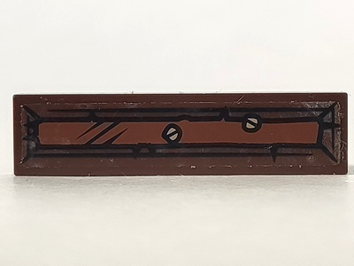Lego Tile 1 x 4 with Reddish Brown Rectangle and 2 Screws Pattern (Sticker) - Set 79010