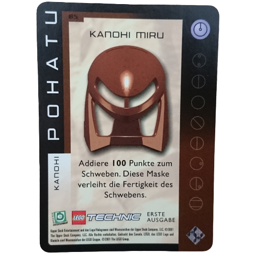 Lego Trading Card, Bionicle Game: QftM - 85 Toa - Great Masks - Pohatu - Kanohi Miru / [No Color/Any Color]