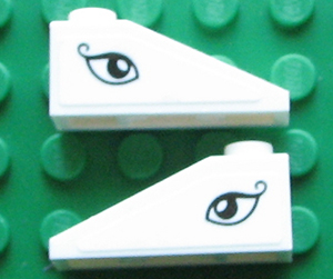 Lego Slope 33 3 x 1 with Female Black and White Eye on White Background Pattern on Both Sides (Stickers) - Set 10196