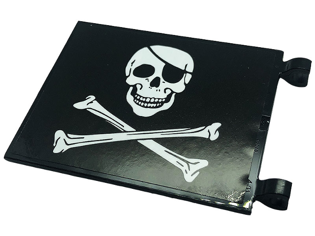 Lego Flag 6 x 5 with White Skull and Crossbones (Jolly Roger) Pattern on Both Sides (Stickers) - Set 42118