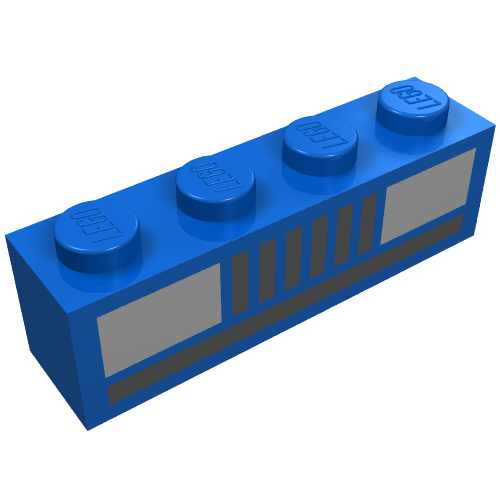 Lego Brick 1 x 4 with Basic Car Headlights Print / Blue