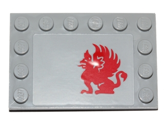 Lego Tile, Modified 4 x 6 with Studs on Edges with Red Gryphon Pattern Model Left Side (Sticker) - Set 75081