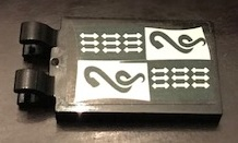 Lego Tile, Modified 2 x 3 with 2 Clips with Slytherin Banner Pattern (Sticker) - Set 71043 / Black