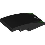 Lego Brick Curved 4 x 2 No Studs with White SAAB Logo, Bright Green Markings Print