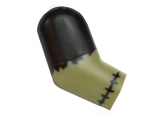 Lego Arm, Right with Black Short Sleeve and Stitches Pattern / Olive Green