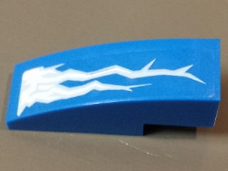 Lego Slope, Curved 3 x 1 with Lightning Bolts Pattern Model Left Side (Sticker) - Set 70723 / Blue