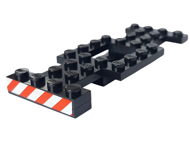 Lego Stickered Assembly 10 x 4 x 1 1/3 with Red and White Danger Stripes Pattern (Sticker) - Set 6385
