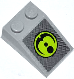 Lego Slope 33 3 x 2 with Black Dots and Arc on Lime Circle Alien Conquest Logo Pattern (Sticker) - Set 7052 / Light Bluish Gray