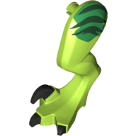 Lego Animal Body Part, Dinosaur, Raptor Leg, Left, with Pin, Black Claws and Dark Green Stripes over Lime Print 10757-1