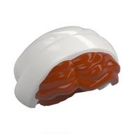 Lego Hair Short with White Bonnet Pattern / Dark Orange