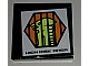Lego Tile 2 x 2 with 'HIGH RISK AREA' and Orange Hexagon with Black Border and Alien Pattern (Sticker) - Set 7690 / Black