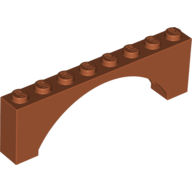 Lego Brick Arch 1 x 8 x 2 Raised / Dark Orange