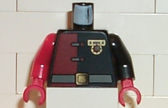 Lego Torso Alpha Team Minion Commander Red/Black Shirt with Medal Pattern / Black Arm Left / Red Arm Right / Red Hands