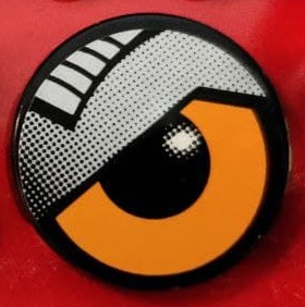 Lego Tile, Round 2 x 2 with Orange Eye and Silver Eyelid Pattern Model Left Side (Sticker) - Set 8307